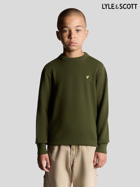 Lyle & Scott Green Boys Crew Neck Knitted Jumper (F55507) | €69