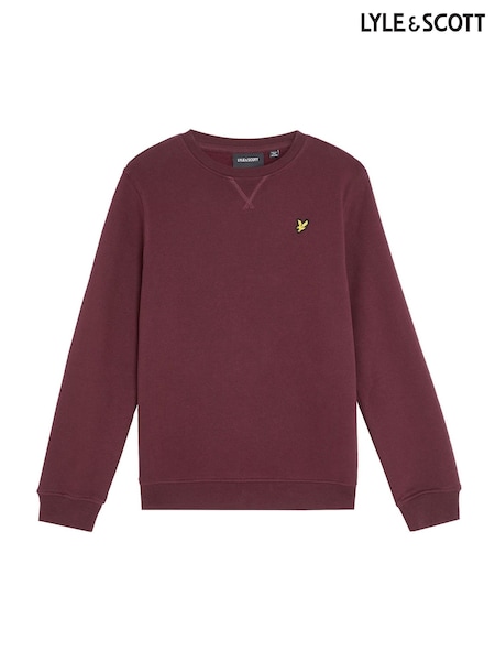 Lyle & Scott Red Brush Back Crew Neck Sweatshirt (F55530) | AED291