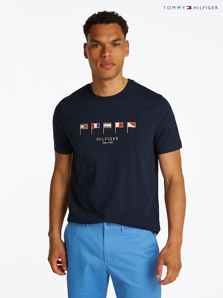 Tommy Hilfiger Blue Multi Flags 100% Cotton T-Shirt (F55728) | €92