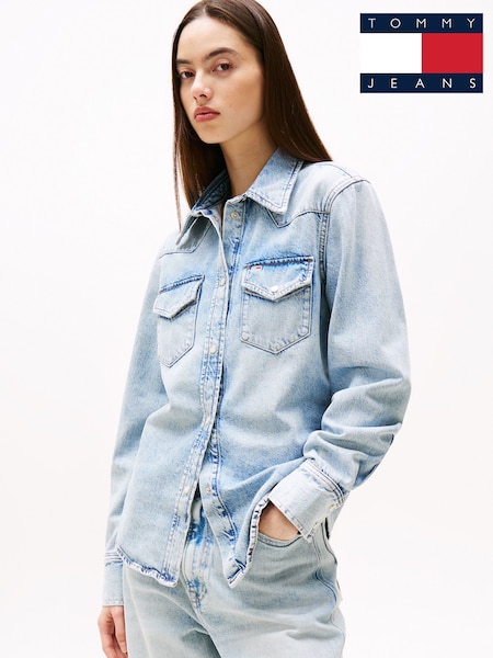 Tommy Jeans Blue Regular Fit Western Shirt (F55730) | ₪402