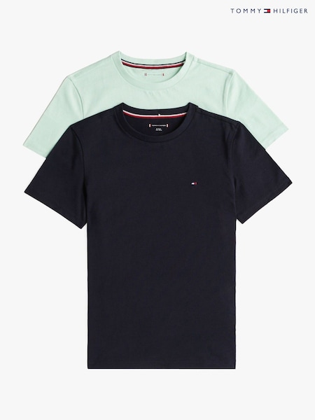 Tommy Hilfiger Green Underwear Short Sleeve 100% Cotton T-Shirts 2 Pack (F55737) | ₪161