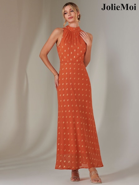Portocaliu - Jolie Moi Halterneck Rochie lungă (F55747) | 581 LEI