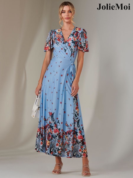 Sininen - Jolie Moi Peili Printti; kuvio Mesh Wrap Maksimekko (F55756) | €134