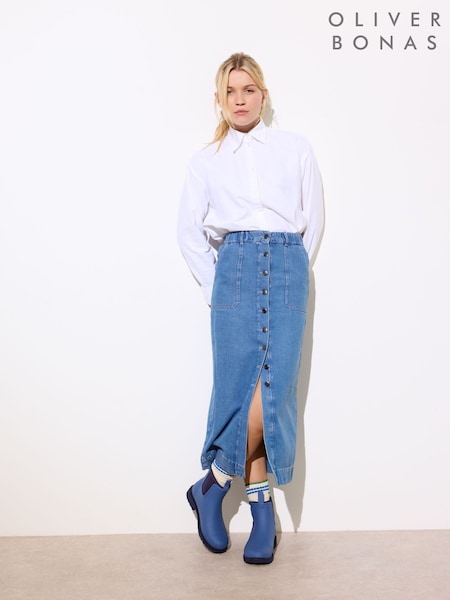 Oliver Bonas Blue Denim Midi Skirt (F55886) | $150