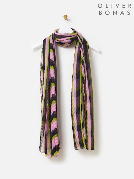 Oliver Bonas Black Geometric Pleated Lightweight Scarf (F55922) | €35