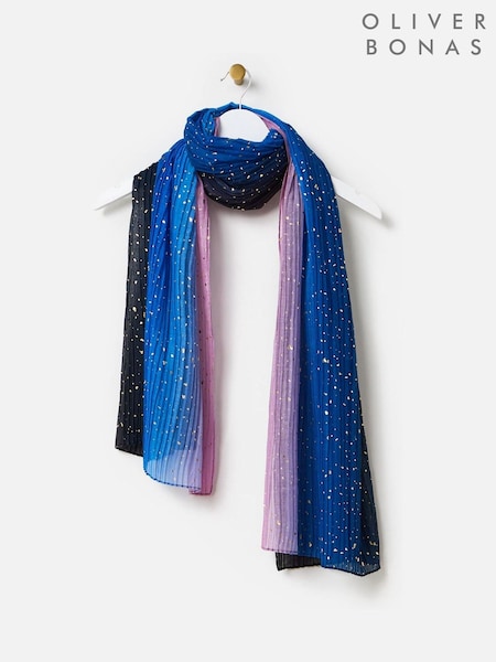 Oliver Bonas Blue Foil Pleated Lightweight Scarf (F55932) | €40