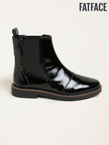 FatFace Black Patent Chelsea Boot (F55978) | AED460