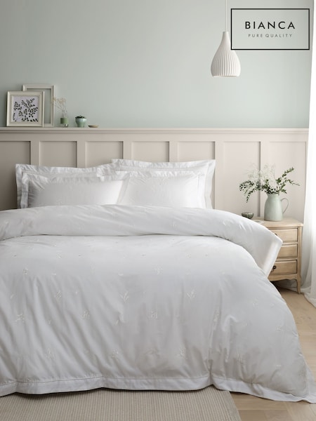 Bianca White Lottie Floral Print Embroidery Cotton Duvet Cover Set (F55983) | €59 - €105