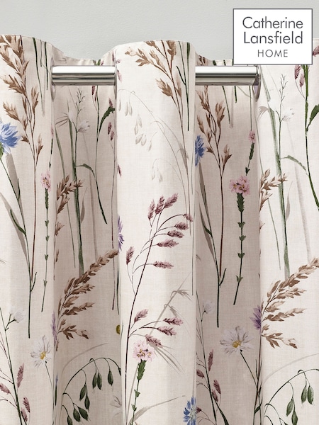 Catherine Lansfield Lilac Grasmere Floral Print Fully Reversible Eyelet Curtains (F56000) | €79