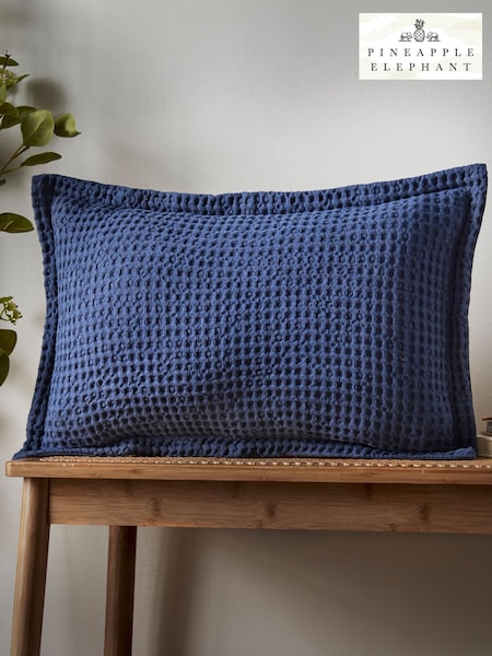 Pineapple Elephant Navy Jaipur Chunky Waffle Cotton Cushion (F56041) | AED99