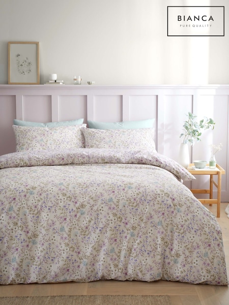Bianca Lilac Ditsy Floral Print Cotton Reversible Duvet Cover Set (F56065) | €37 - €72