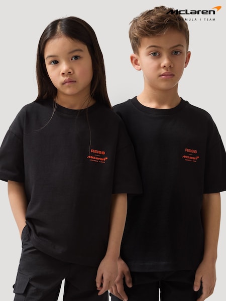 Negru - Reiss District Unisex Fit Oversized McLaren F1 Team Tyre T-Shirt (F56074) | 231 LEI