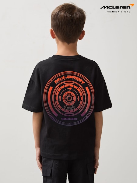 Reiss Black District Unisex Fit McLaren F1 Team Tyre Oversized T-Shirt (F56079) | €45