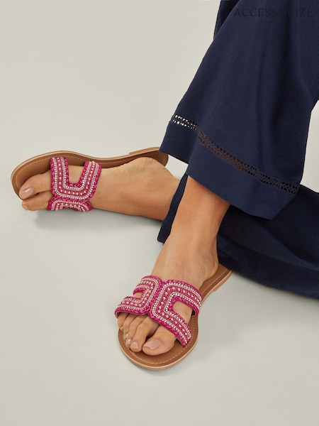 Accessorize Pink Embellished Cut-Out Slide Sandals (F56176) | €49