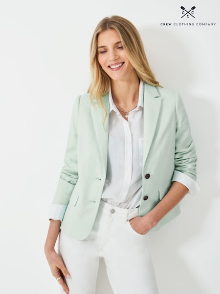 Crew Clothing Company Green Linen Blend Blazer (F56389) | ₪649