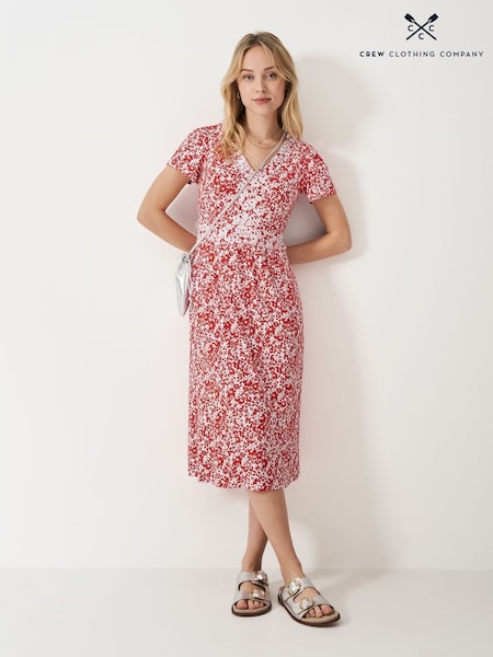 Crew Clothing Red Myla Flutter Sleeve Jersey Dress (F56415) | R$ 640