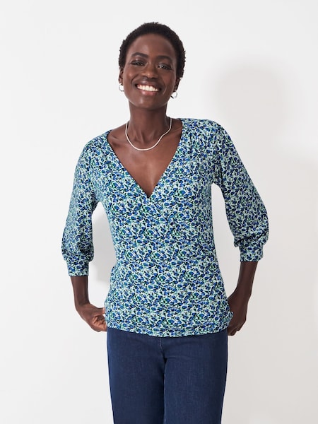 Crew Clothing Blue Long Sleeve Wrap Top (F56428) | ₪196