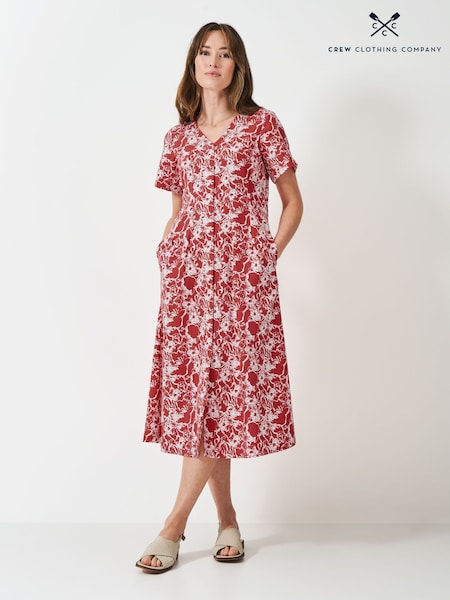 Crew Clothing Red Jenna Darted Lyocell Dress (F56439) | €101