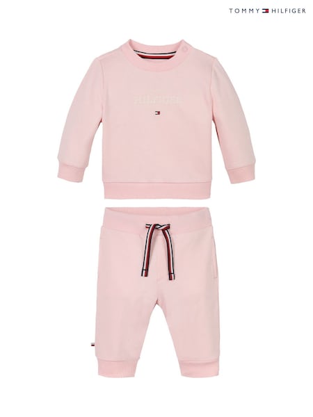 ורוד - Tommy Hilfiger Logo Sweatshirt And Joggers Set (F56445) | ‏377‏₪