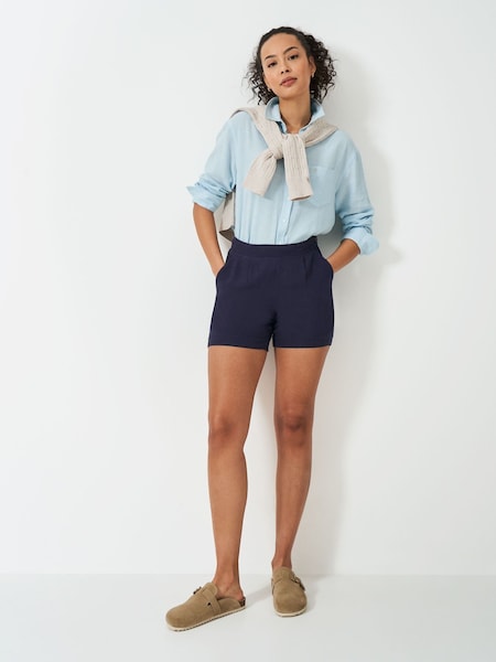 Crew Clothing Blue Linen Blend Wide Leg Shorts (F56460) | €59
