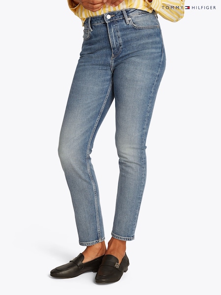Tommy Hilfiger Blue Slim High Rise Cigarette Jeans (F56464) | $240