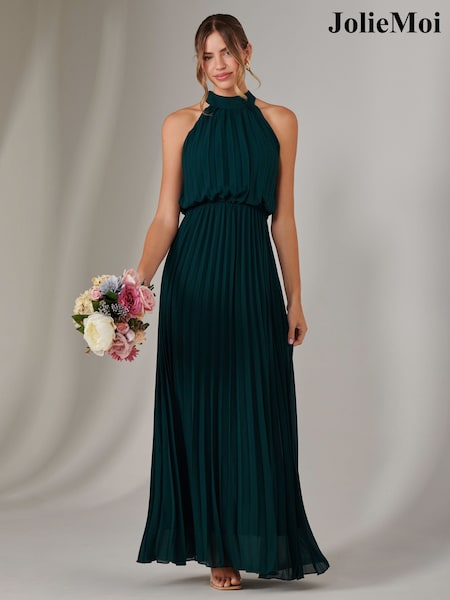 Grün - Jolie Moi Plissiertes Brautjungfern-Maxikleid (F56471) | 115 €
