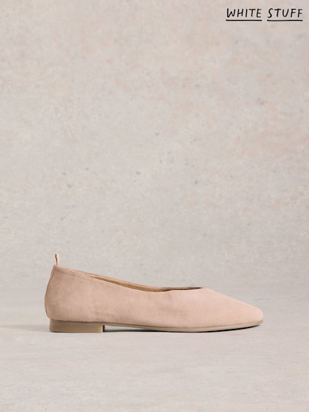 White Stuff Natural Cheri Leather Ballerina Pumps (F56476) | ₪396