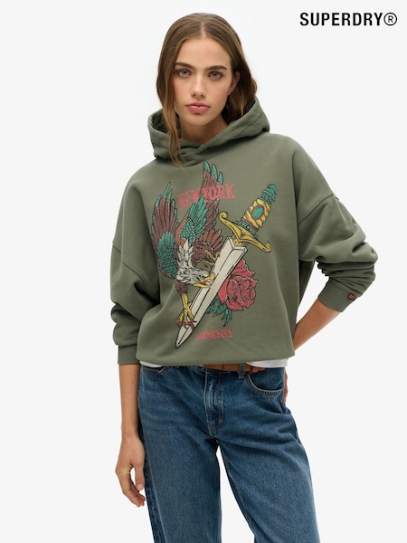 Superdry Neo Trad Tattoo Relaxed 100% Cotton Hoodie (F56590) | ‏302‏₪
