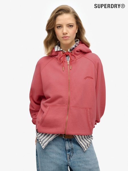 Superdry Red Oversized Essential Logo Raglan Zip Hoodie (F56595) | R$ 495