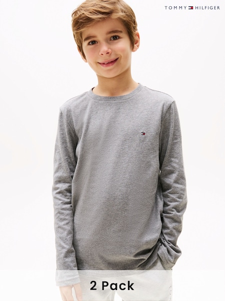 Tommy Hilfiger Signature Essential Long Sleeve 100% Cotton T-shirts 2 Pack (F56645) | ‏131‏₪ - ‏181‏ ₪