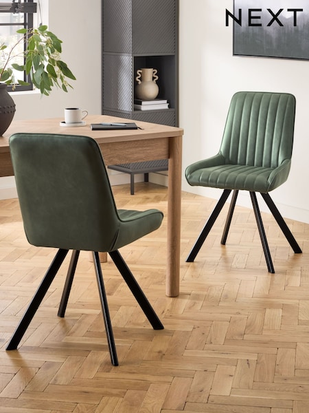 Set of 2 Green Oakley Black Legs Dining Chairs (F56653) | €345