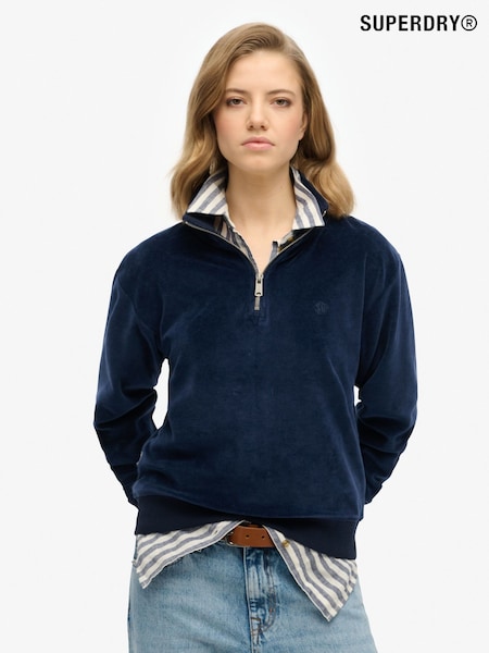 Superdry Light Blue Velour Half Zip Jumper (F56693) | €178