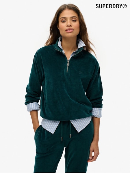 Superdry Green Velour Half Zip Jumper (F56696) | €84