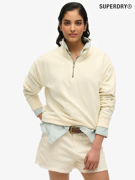 Superdry White Velour Half Zip Jumper (F56697) | $130