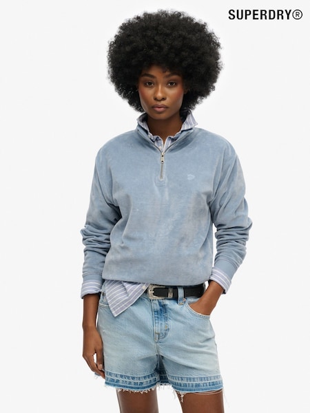 Superdry Blue Velour Half Zip Jumper (F56704) | €84