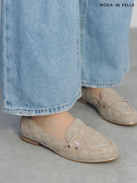 Moda in Pelle Animal Fiorela Quilted Smart Comfort Loafers With Saddle Detail (F56805) | €91