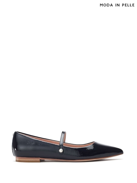 Moda in Pelle Flower Mary Jane Comfort Flat With Pointed Toe And Pearl Detail Shoes (F56809) | ₪448