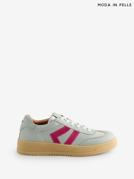zelena - Moda in Pelle Bramble Stylish Angled Panel Leather White Trainers (F56817) | € 170