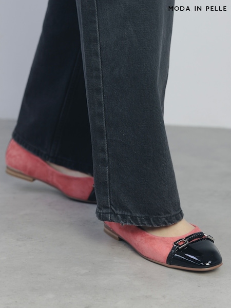 Moda in Pelle Fegra Snaffle Trim Square Toe Comfort Ballerinas (F56833) | ₪448