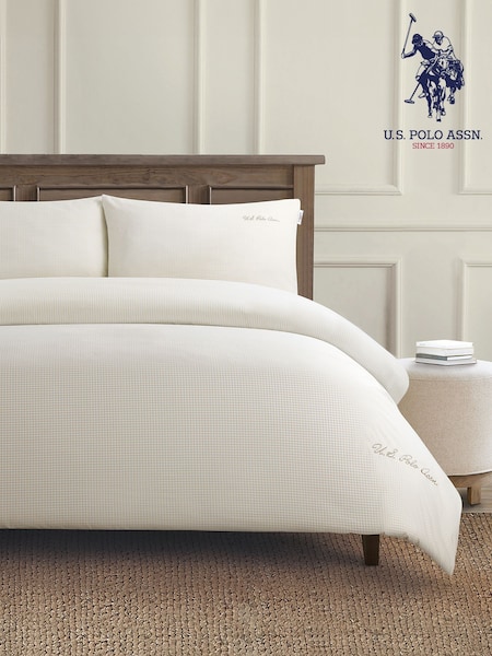 U.S. Polo Assn. Oatmeal Pure Cotton Gingham Duvet Set (F56842) | €112 - €184