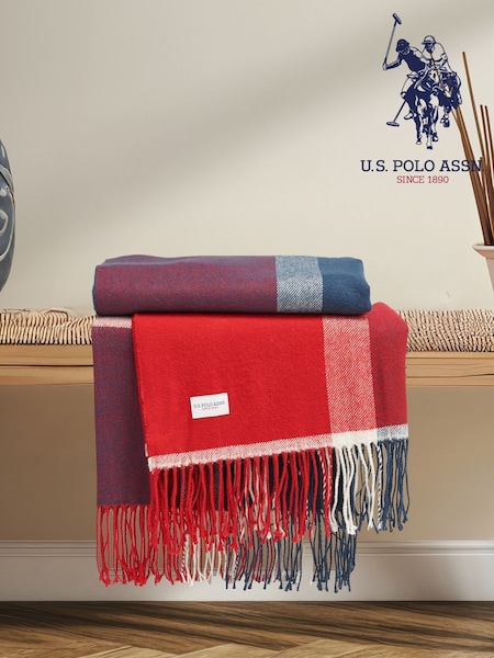 U.S. Polo Assn. Navy Iris Luxurious Soft Check Boxed Throw (F56843) | €54