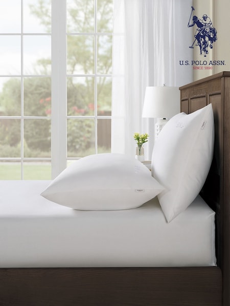 U.S. Polo Assn. Bright White Pure Cotton Sheet & Pillowcase Set (F56844) | €46 - €86