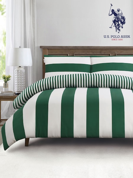 U.S. Polo Assn. Green Jacket Pure Cotton Block Stripe Duvet Set (F56858) | €86 - €145