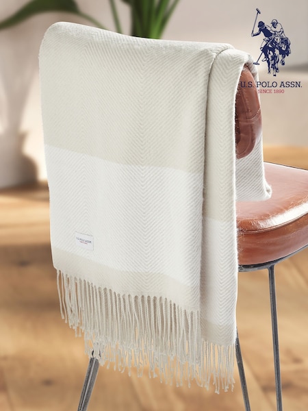 U.S. Polo Assn. Vapor Blue Tonal Herringbone Throw (F56859) | €53