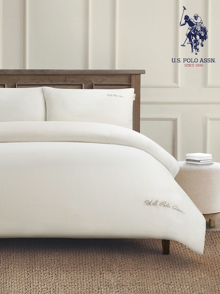 U.S. Polo Assn. Oatmeal Pure Cotton Stripe Duvet Set (F56860) | €112 - €184