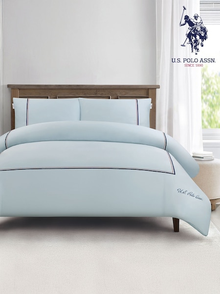 U.S. Polo Assn. Ballard Blue Luxury Cotton Brand Stripe Duvet Set (F56871) | €138 - €211