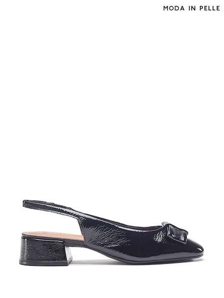 Moda in Pelle Ellm Bow Sling Back Court Black Heels (F56879) | 391 QAR