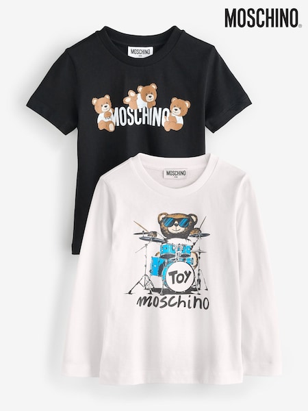 Moschino White Long Sleeve T-Shirts 2 Pack Giftset With Giftbox (F56902) | €177 - €195