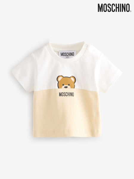 Moschino Natural Baby Short Sleeve Logo T-Shirt With Giftbox (F56912) | €106
