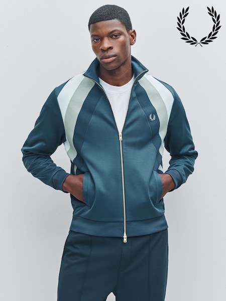 Fred Perry Blue Striped Panel Track Jacket (F56972) | €205
